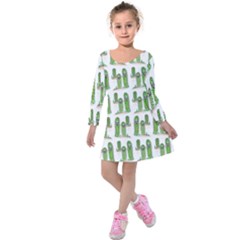 Prickle Plants Kids  Long Sleeve Velvet Dress by ArtByAng