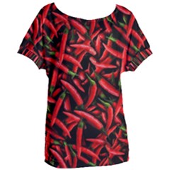 Red Chili Peppers Pattern Women s Oversized Tee by bloomingvinedesign