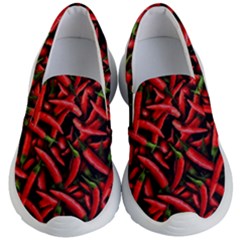 Red Chili Peppers Pattern Kid s Lightweight Slip Ons by bloomingvinedesign