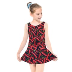 Red Chili Peppers Pattern Kids  Skater Dress Swimsuit