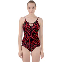 Red Chili Peppers Pattern Cut Out Top Tankini Set by bloomingvinedesign