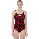 Red Chili Peppers Pattern Cut Out Top Tankini Set View1