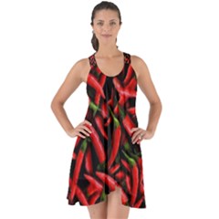 Red Chili Peppers Pattern Show Some Back Chiffon Dress by bloomingvinedesign