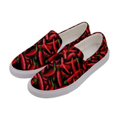 Red Chili Peppers Pattern Women s Canvas Slip Ons by bloomingvinedesign