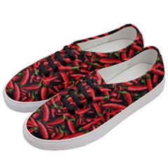 Red Chili Peppers Pattern Women s Classic Low Top Sneakers by bloomingvinedesign