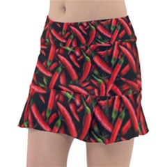 Red Chili Peppers Pattern Tennis Skirt