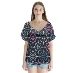 Background Wallpaper Abstract Art V-neck Flutter Sleeve Top