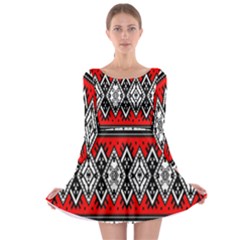 Decoration Pattern Style Retro Long Sleeve Skater Dress by Nexatart