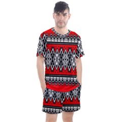 Decoration Pattern Style Retro Men s Mesh Tee And Shorts Set