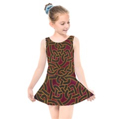 Beautiful Art Pattern Kids  Skater Dress Swimsuit