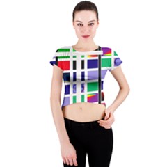 Color Graffiti Pattern Geometric Crew Neck Crop Top by Nexatart