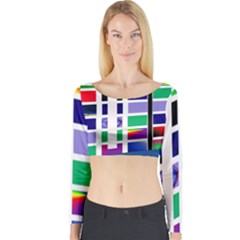 Color Graffiti Pattern Geometric Long Sleeve Crop Top by Nexatart