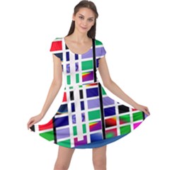 Color Graffiti Pattern Geometric Cap Sleeve Dress by Nexatart