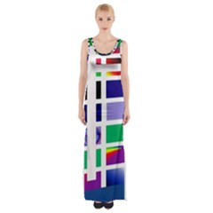 Color Graffiti Pattern Geometric Maxi Thigh Split Dress