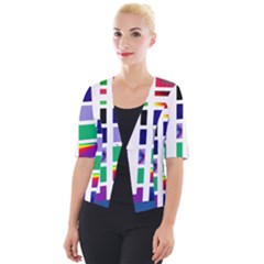 Color Graffiti Pattern Geometric Cropped Button Cardigan by Nexatart