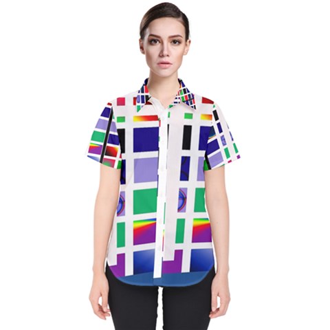 Color Graffiti Pattern Geometric Women s Short Sleeve Shirt by Nexatart