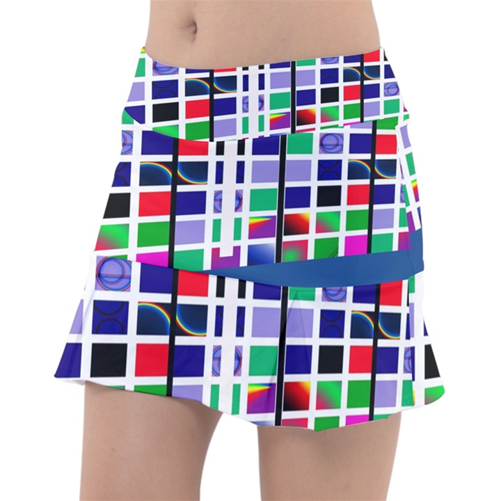 Color Graffiti Pattern Geometric Tennis Skirt