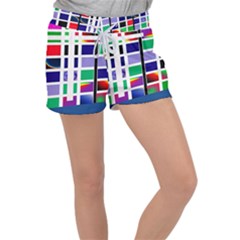 Color Graffiti Pattern Geometric Women s Velour Lounge Shorts