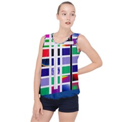 Color Graffiti Pattern Geometric Bubble Hem Chiffon Tank Top