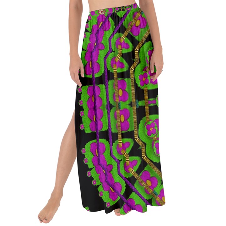 Flowers And More Floral Dancing A Happy Dance Maxi Chiffon Tie-Up Sarong