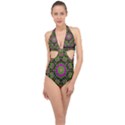 Flowers And More Floral Dancing A Happy Dance Halter Front Plunge Swimsuit View1