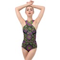 Flowers And More Floral Dancing A Happy Dance Cross Front Low Back Swimsuit View1