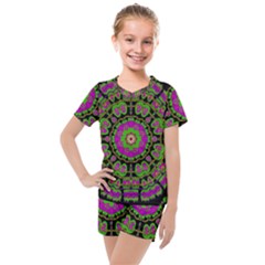 Flowers And More Floral Dancing A Happy Dance Kids  Mesh Tee and Shorts Set