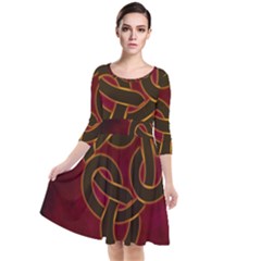 Beautiful Art Pattern Quarter Sleeve Waist Band Dress