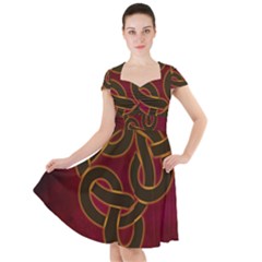 Beautiful Art Pattern Cap Sleeve Midi Dress