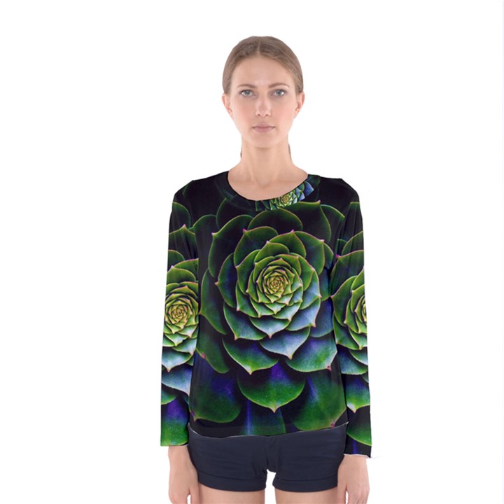 Nature Desktop Flora Color Pattern Women s Long Sleeve Tee