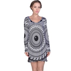 Graphic Design Round Geometric Long Sleeve Nightdress by Nexatart