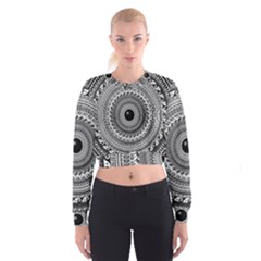 Graphic Design Round Geometric Cropped Sweatshirt by Nexatart