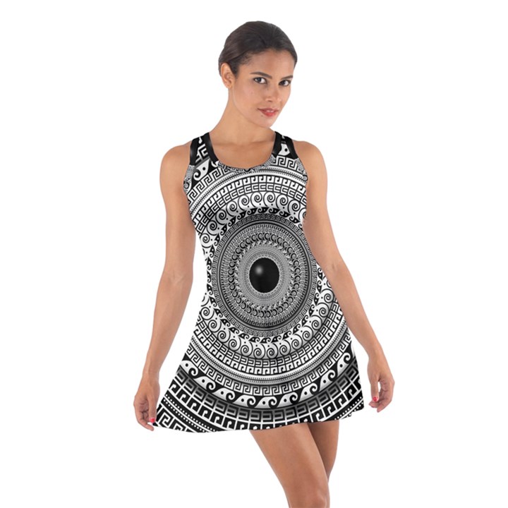 Graphic Design Round Geometric Cotton Racerback Dress