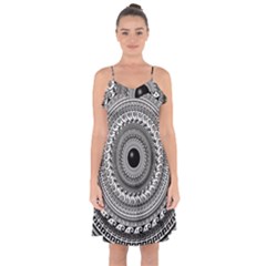 Graphic Design Round Geometric Ruffle Detail Chiffon Dress by Nexatart