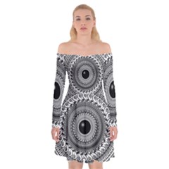 Graphic Design Round Geometric Off Shoulder Skater Dress by Nexatart