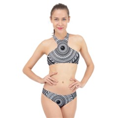 Graphic Design Round Geometric High Neck Bikini Set by Nexatart