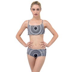 Graphic Design Round Geometric Layered Top Bikini Set