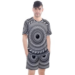 Graphic Design Round Geometric Men s Mesh Tee And Shorts Set