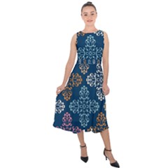 Background Wallpaper Abstract Art Midi Tie-back Chiffon Dress