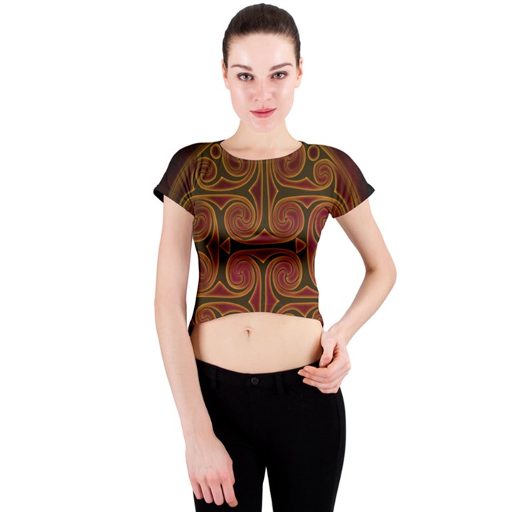 Beautiful Art Pattern Crew Neck Crop Top