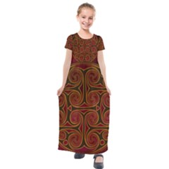 Beautiful Art Pattern Kids  Short Sleeve Maxi Dress by Nexatart