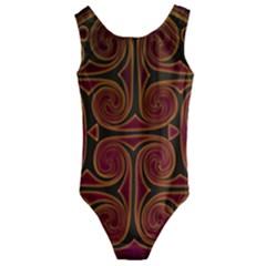 Beautiful Art Pattern Kids  Cut-out Back One Piece Swimsuit