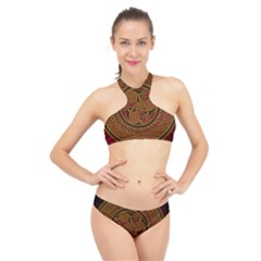 Beautiful Art Pattern High Neck Bikini Set