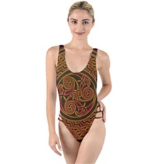 Beautiful Art Pattern High Leg Strappy Swimsuit