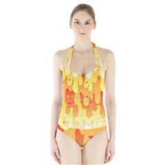 Candy Corn Slime Halter Swimsuit