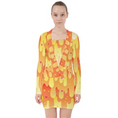 Candy Corn Slime V-neck Bodycon Long Sleeve Dress