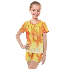 Candy Corn Slime Kids  Mesh Tee and Shorts Set