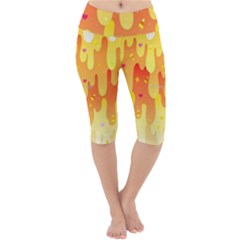 Candy Corn Slime Lightweight Velour Cropped Yoga Leggings