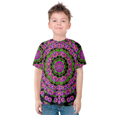 Flowers And More Floral Dancing A Power Peace Dance Kids  Cotton Tee by pepitasart