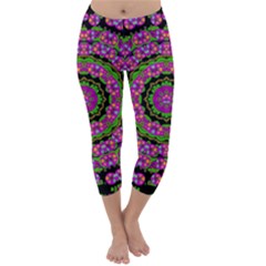 Flowers And More Floral Dancing A Power Peace Dance Capri Winter Leggings  by pepitasart